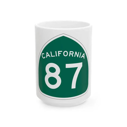 California 87 (California) (Road Sign) White Coffee Mug 15oz - Go Mug Yourself