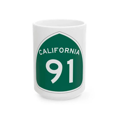 California 91 (California) (Road Sign) White Coffee Mug 15oz - Go Mug Yourself