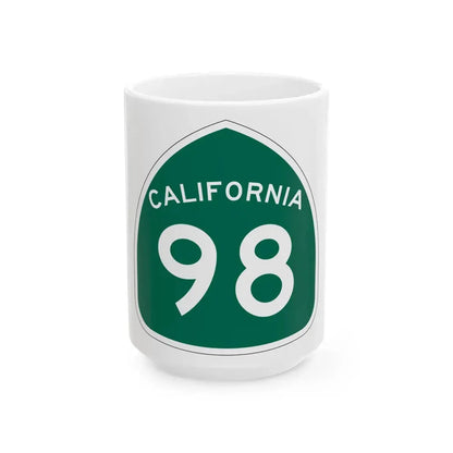 California 98 (California) (Road Sign) White Coffee Mug 15oz - Go Mug Yourself