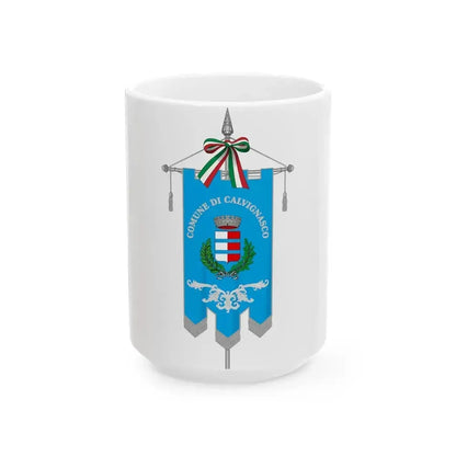 Calvignasco-Gonfalone (Italy) White Coffee Mug 15oz - Go Mug Yourself