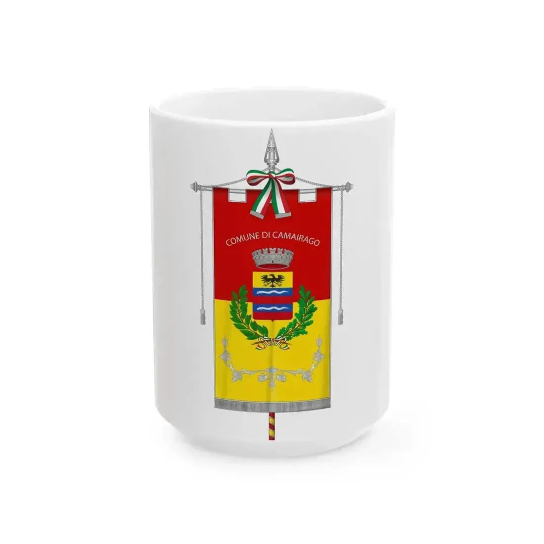 Camairago-Gonfalone (Italy) White Coffee Mug 15oz - Go Mug Yourself