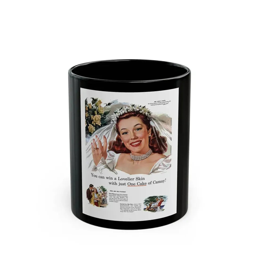Camay ad, Cosmopolitan, August 1948 - Black Coffee Mug 11oz - Go Mug Yourself
