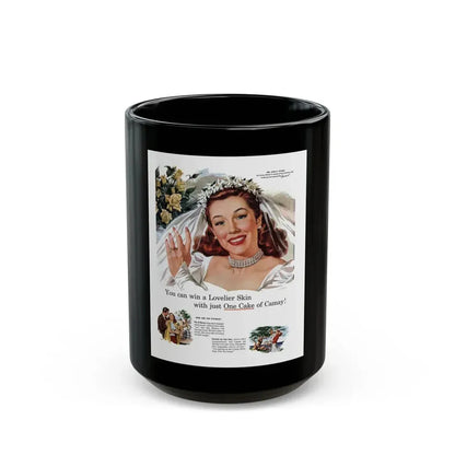 Camay ad, Cosmopolitan, August 1948 - Black Coffee Mug 15oz - Go Mug Yourself