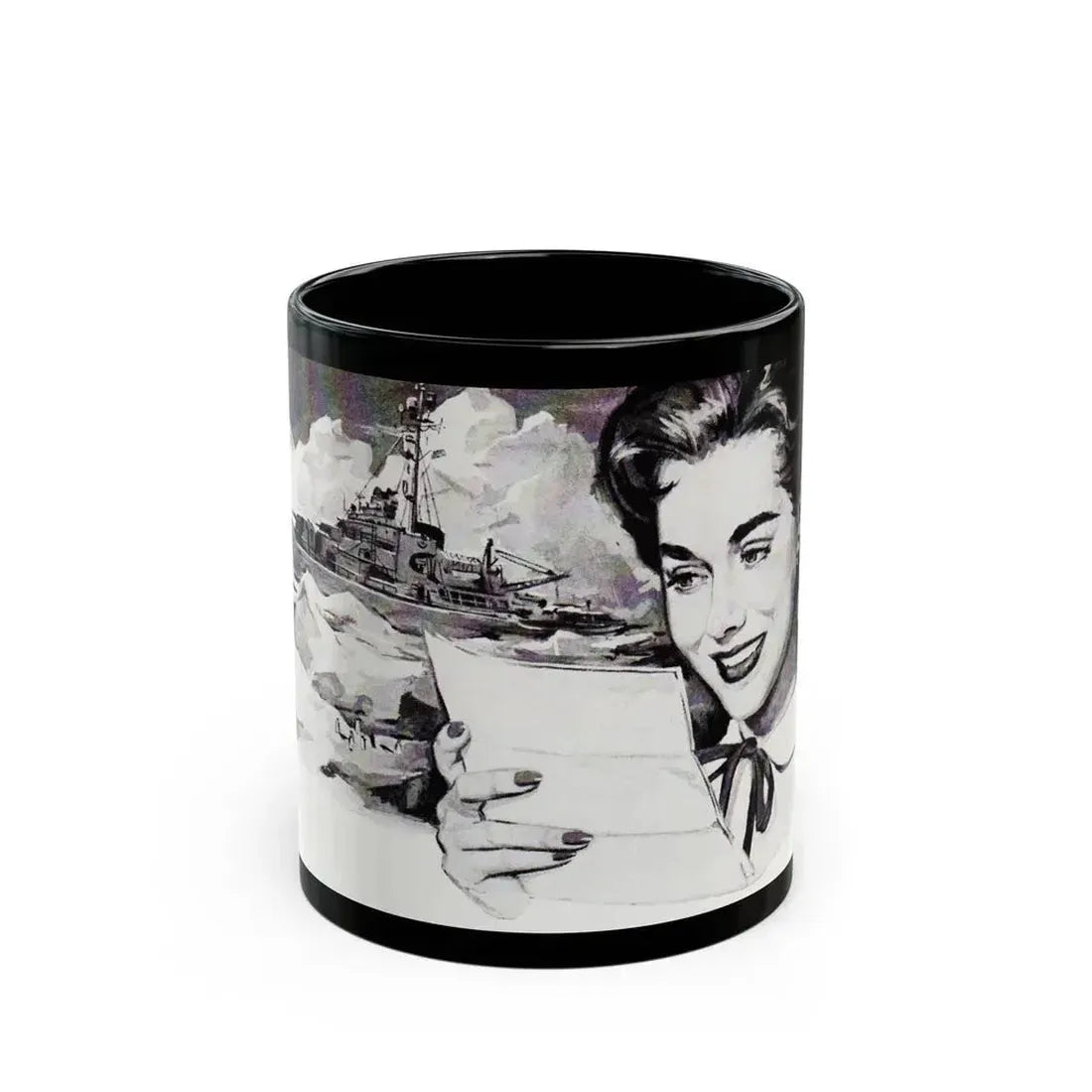 Campana Italian Balm advertisement, Cosmopolitan Illustration, March 1958 - Black Coffee Mug 11oz - Go Mug Yourself