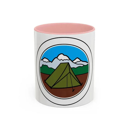Camping (Boy Scout Merit Badge) Accent Coffee Mug 11oz Pink - Go Mug Yourself