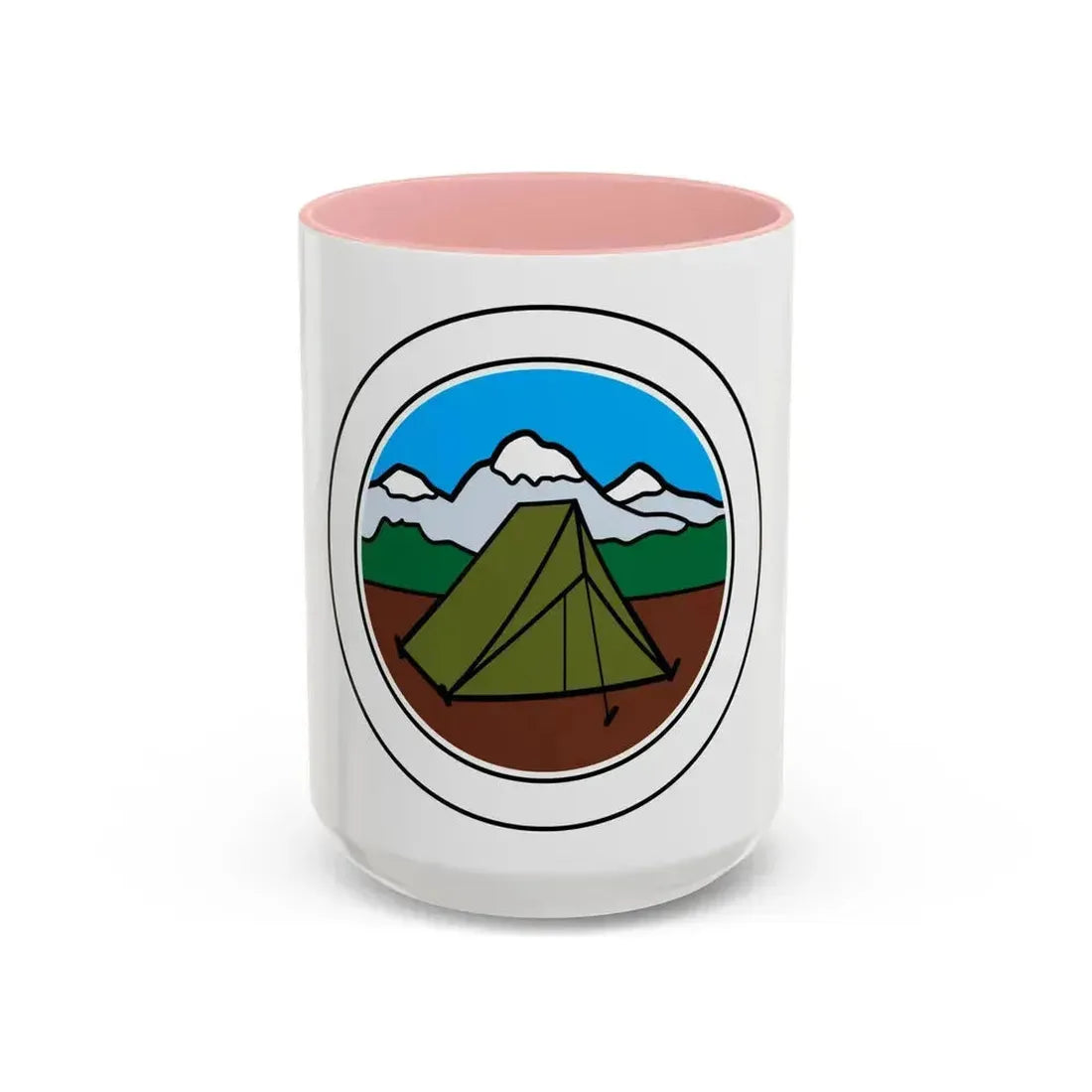 Camping (Boy Scout Merit Badge) Accent Coffee Mug 15oz Pink - Go Mug Yourself