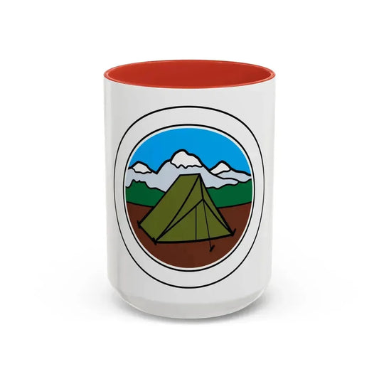 Camping (Boy Scout Merit Badge) Accent Coffee Mug 15oz Red - Go Mug Yourself