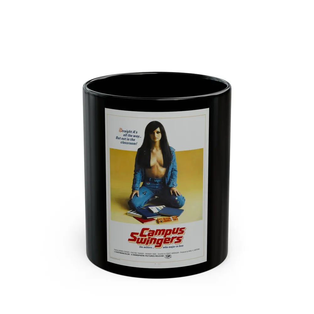 CAMPUS SWINGERS 1972 Movie Poster - Black Coffee Mug-11oz-Go Mug Yourself