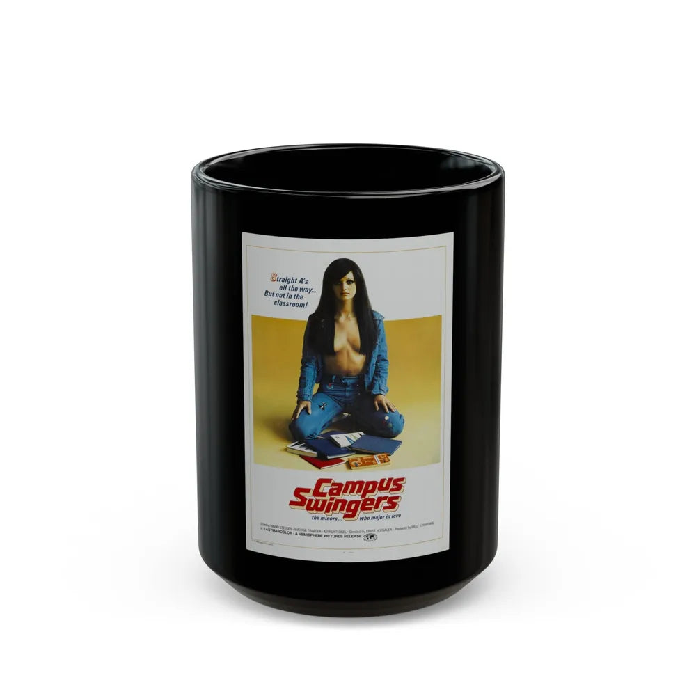 CAMPUS SWINGERS 1972 Movie Poster - Black Coffee Mug-15oz-Go Mug Yourself