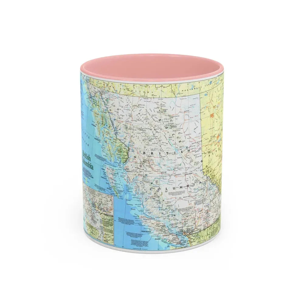 Canada - British Columbia 1 (1992) (Map) Accent Coffee Mug 11oz Pink - Go Mug Yourself