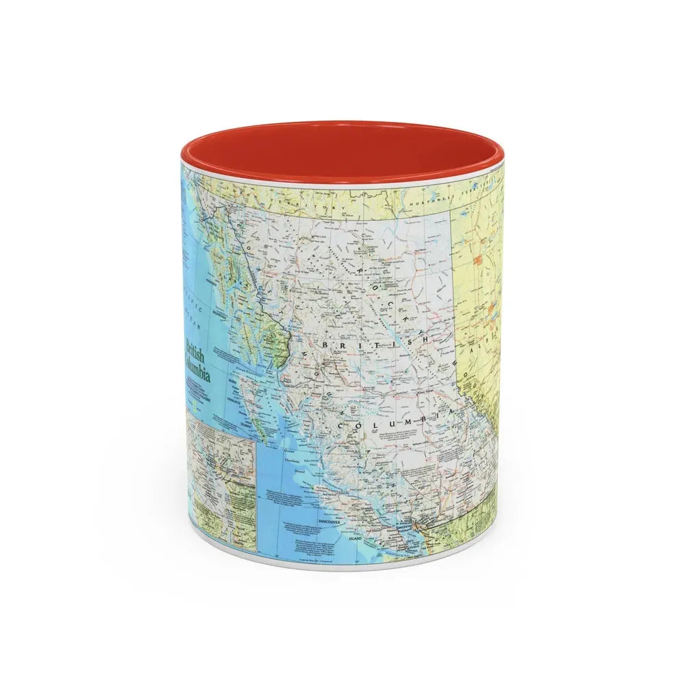 Canada - British Columbia 1 (1992) (Map) Accent Coffee Mug 11oz Red - Go Mug Yourself
