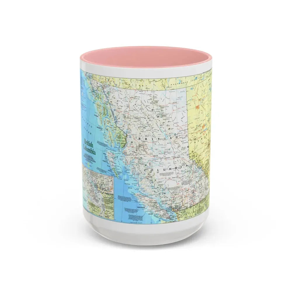 Canada - British Columbia 1 (1992) (Map) Accent Coffee Mug 15oz Pink - Go Mug Yourself
