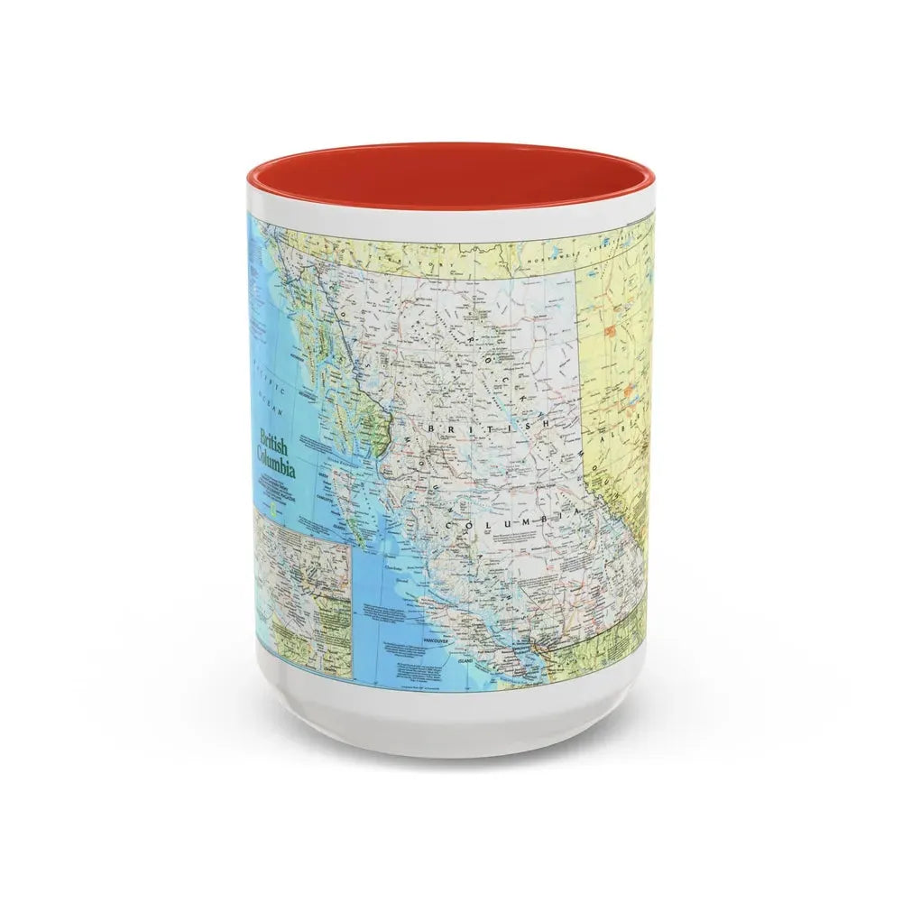 Canada - British Columbia 1 (1992) (Map) Accent Coffee Mug 15oz Red - Go Mug Yourself