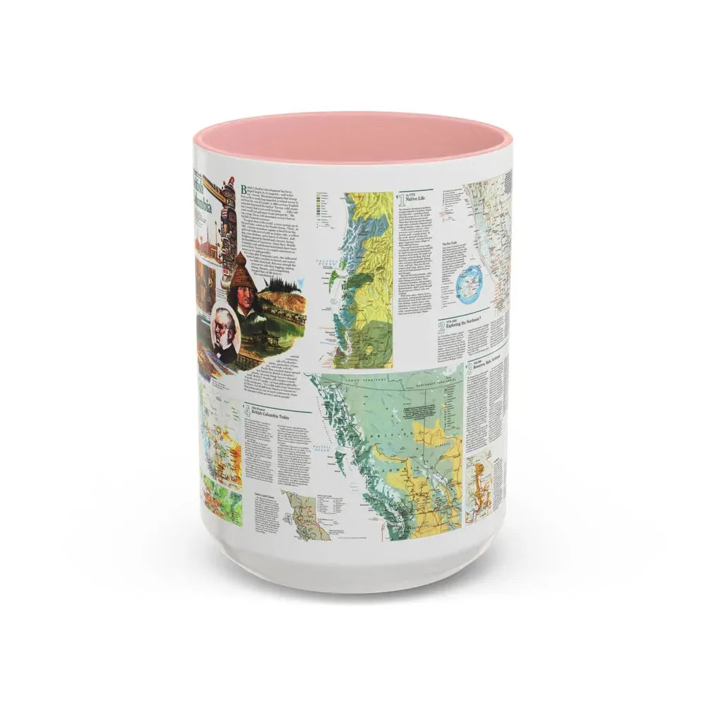 Canada - British Columbia 2 (1992) (Map) Accent Coffee Mug 15oz Pink - Go Mug Yourself