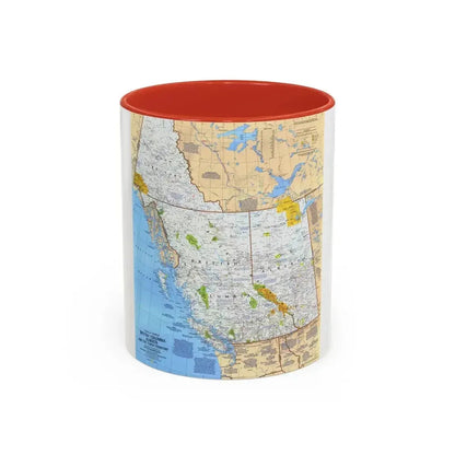 Canada - British Columbia, Alberta & Yukon (1978) (Map) Accent Coffee Mug 11oz Red - Go Mug Yourself