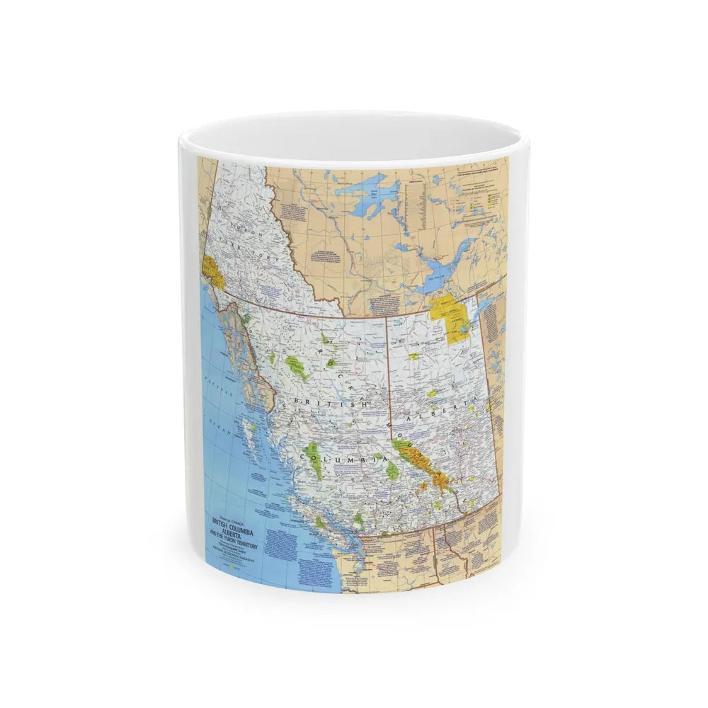 Canada - British Columbia, Alberta & Yukon (1978) (Map) White Coffee Mug-11oz-Go Mug Yourself