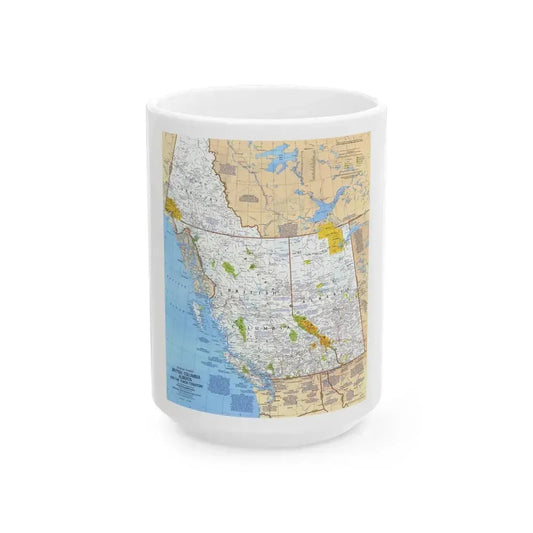 Canada - British Columbia, Alberta & Yukon (1978) (Map) White Coffee Mug 15oz - Go Mug Yourself