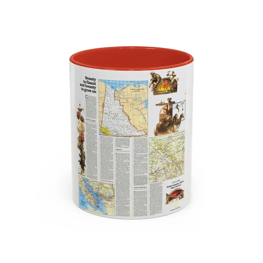 Canada - British Columbia, Alberta & Yukon 2 (1978) (Map) Accent Coffee Mug 11oz Red - Go Mug Yourself