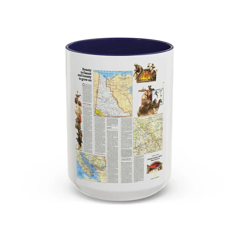 Canada - British Columbia, Alberta & Yukon 2 (1978) (Map) Accent Coffee Mug 15oz Navy - Go Mug Yourself