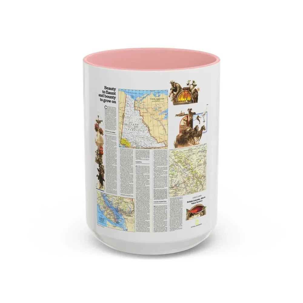 Canada - British Columbia, Alberta & Yukon 2 (1978) (Map) Accent Coffee Mug 15oz Pink - Go Mug Yourself
