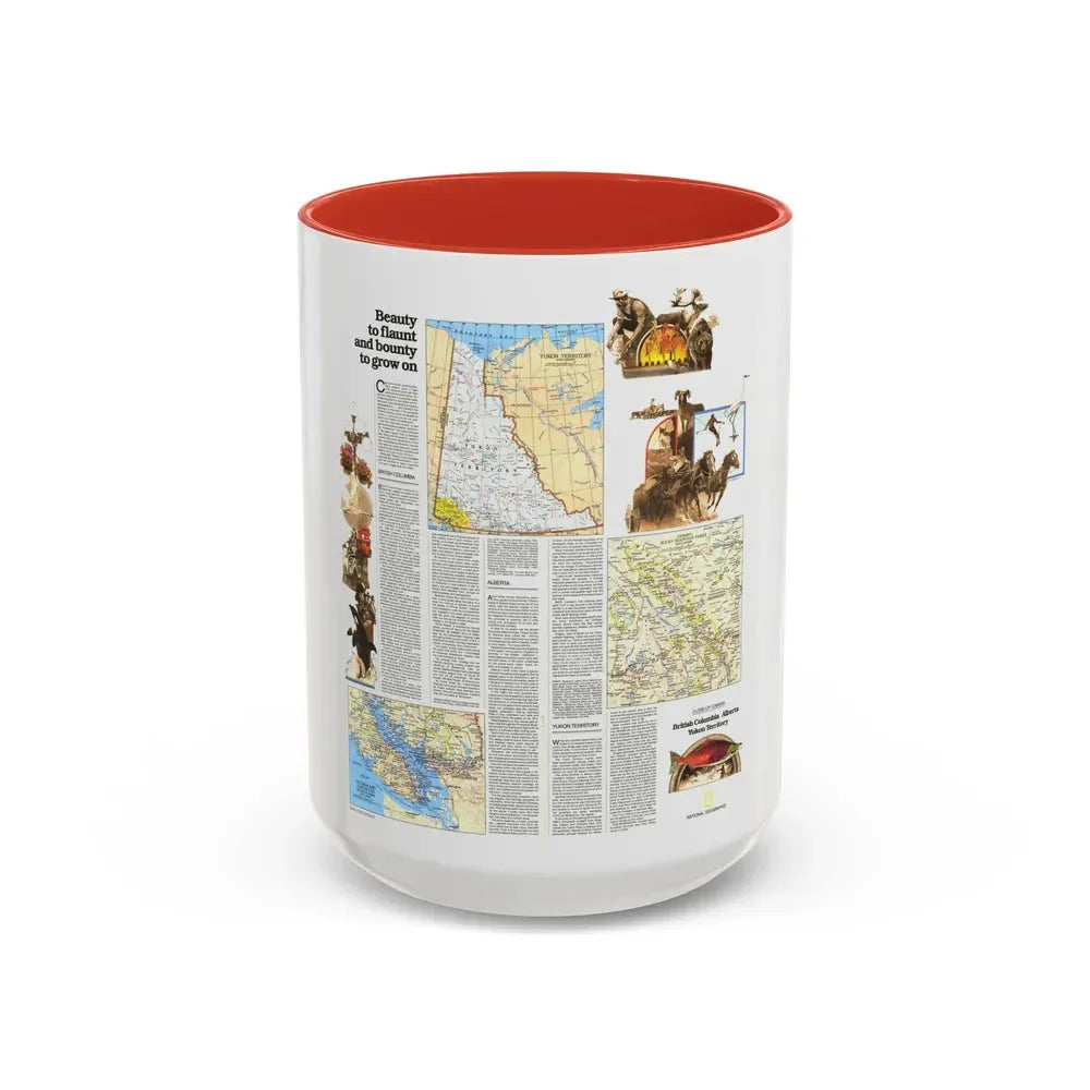 Canada - British Columbia, Alberta & Yukon 2 (1978) (Map) Accent Coffee Mug 15oz Red - Go Mug Yourself