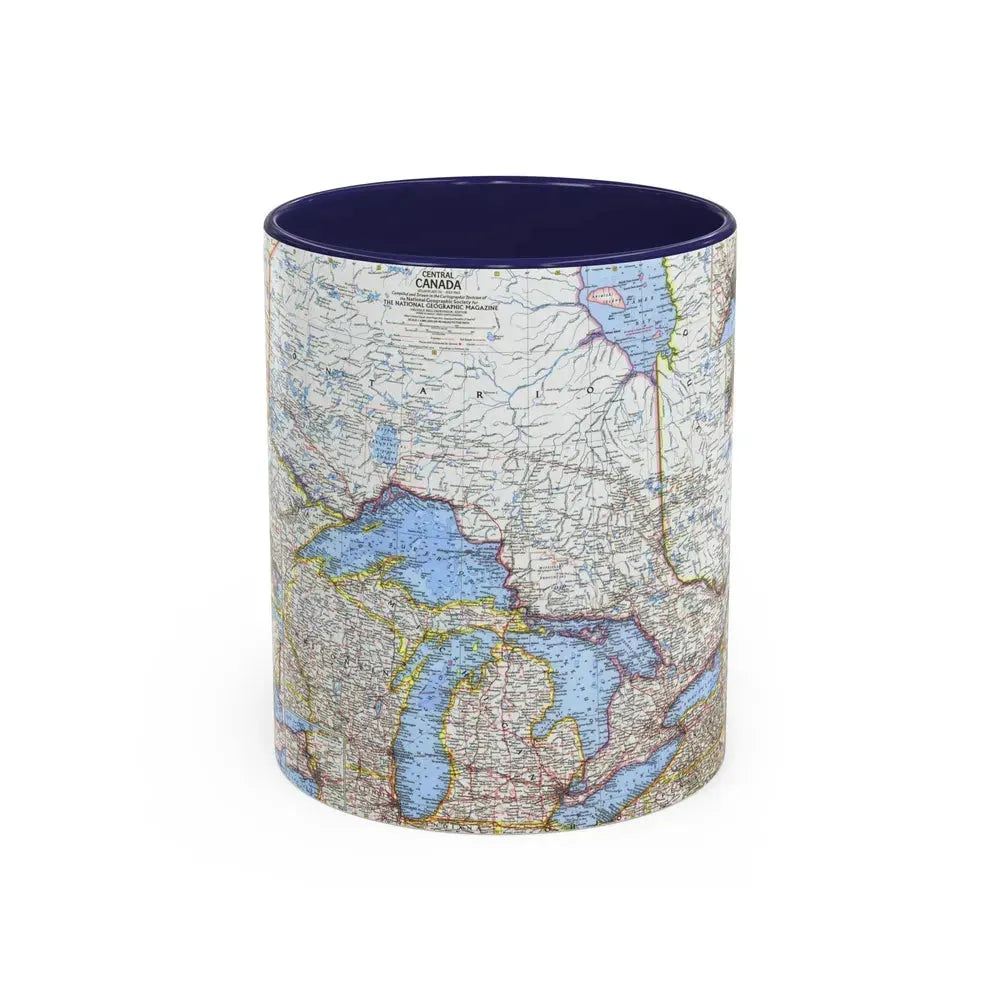Canada - Central (1963) (Map) Accent Coffee Mug 11oz Navy - Go Mug Yourself