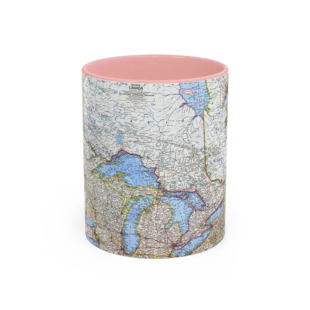 Canada - Central (1963) (Map) Accent Coffee Mug 11oz Pink - Go Mug Yourself