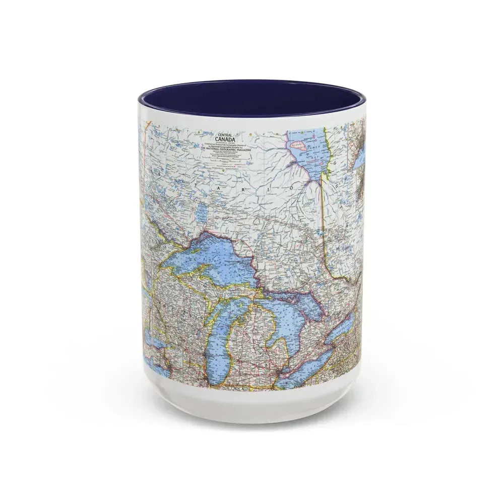 Canada - Central (1963) (Map) Accent Coffee Mug 15oz Navy - Go Mug Yourself
