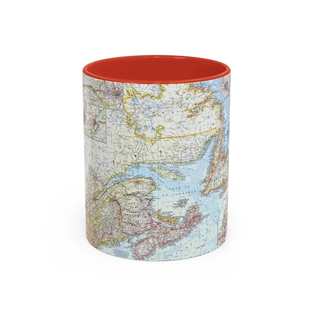 Canada - Eastern (1967) (Map) Accent Coffee Mug 11oz Red - Go Mug Yourself