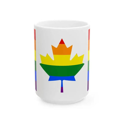 Canada-Gay Flag (Canada) White Coffee Mug 15oz - Go Mug Yourself