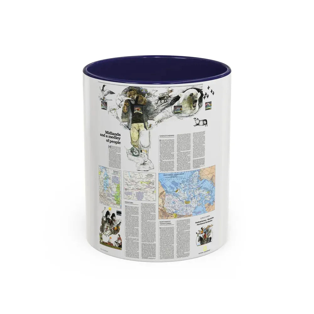 Canada - Medley of People (1979) (Map) Accent Coffee Mug 11oz Navy - Go Mug Yourself