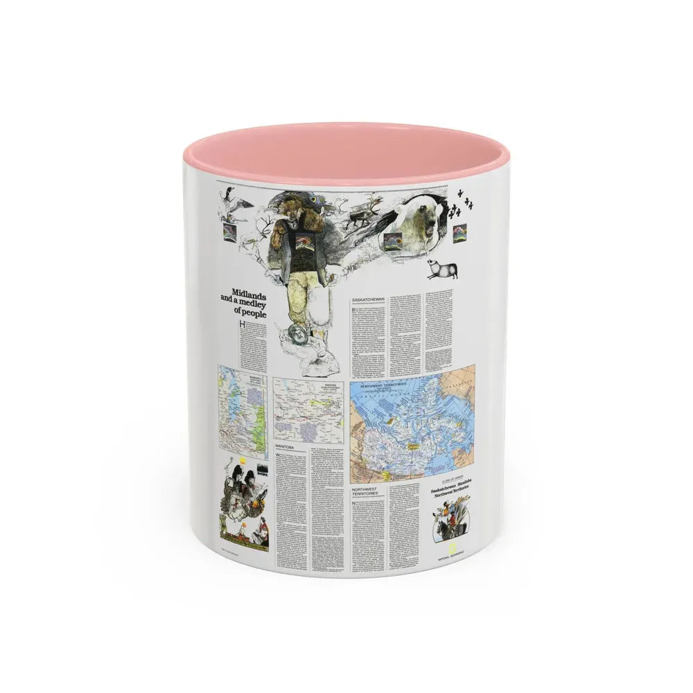 Canada - Medley of People (1979) (Map) Accent Coffee Mug 11oz Pink - Go Mug Yourself