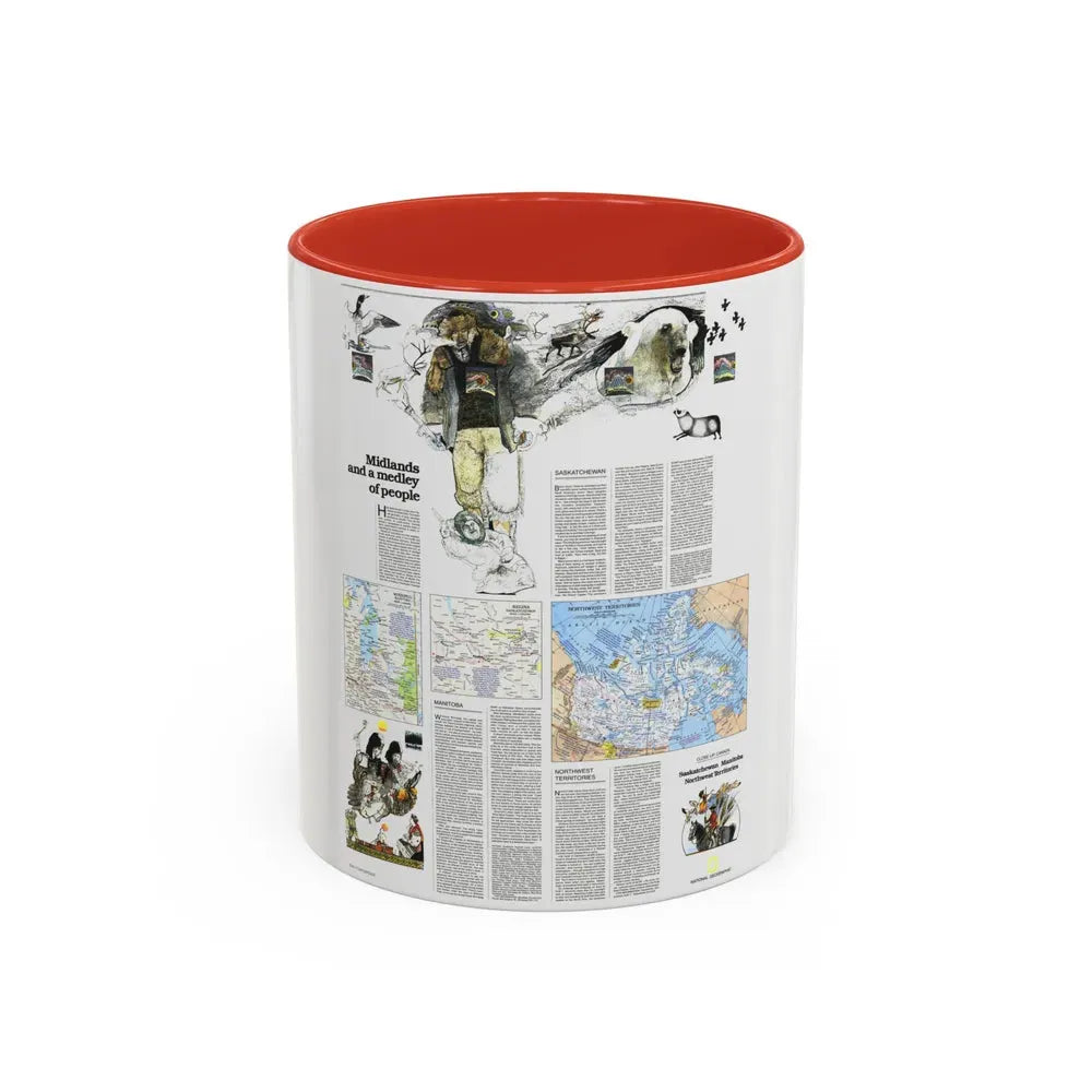 Canada - Medley of People (1979) (Map) Accent Coffee Mug 11oz Red - Go Mug Yourself
