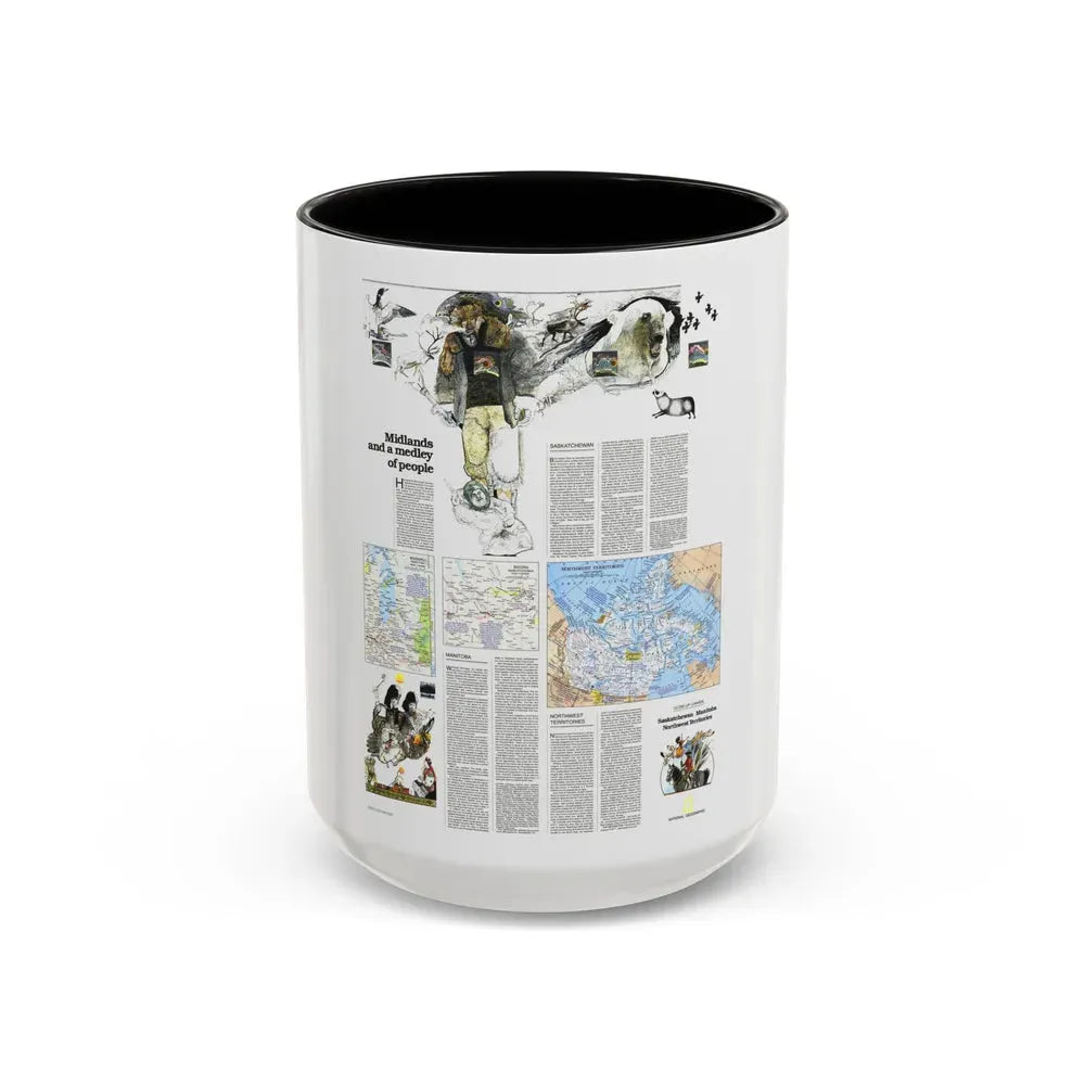 Canada - Medley of People (1979) (Map) Accent Coffee Mug 15oz Black - Go Mug Yourself