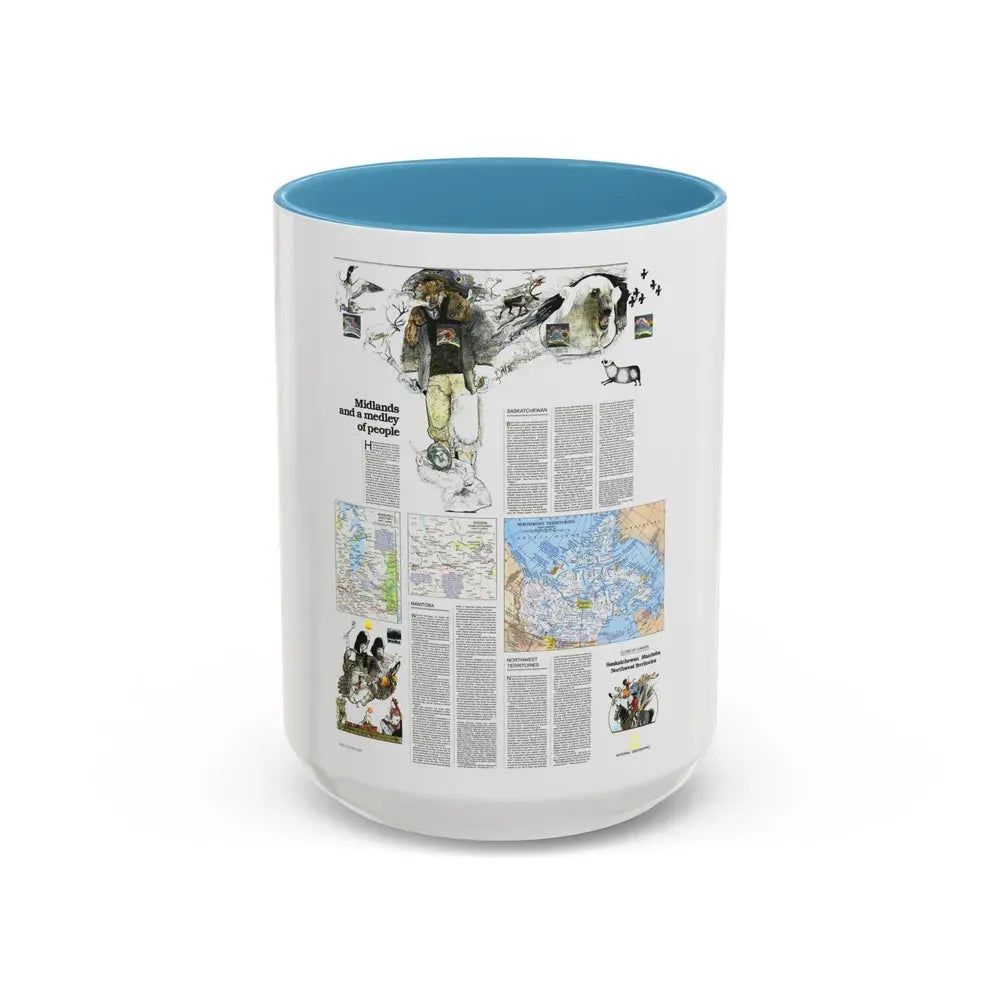 Canada - Medley of People (1979) (Map) Accent Coffee Mug 15oz Light Blue - Go Mug Yourself