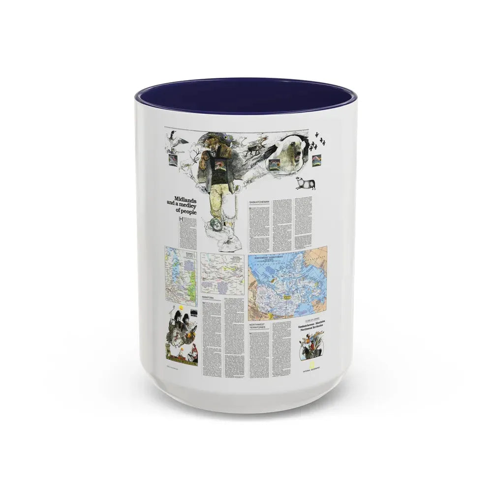 Canada - Medley of People (1979) (Map) Accent Coffee Mug 15oz Navy - Go Mug Yourself