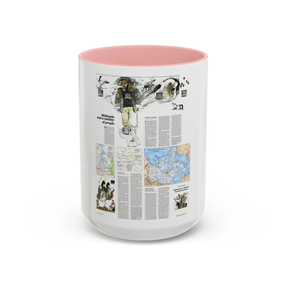 Canada - Medley of People (1979) (Map) Accent Coffee Mug 15oz Pink - Go Mug Yourself