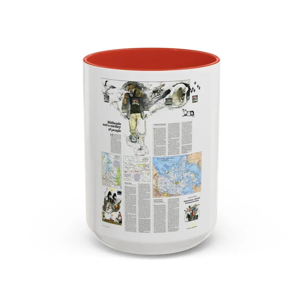 Canada - Medley of People (1979) (Map) Accent Coffee Mug 15oz Red - Go Mug Yourself