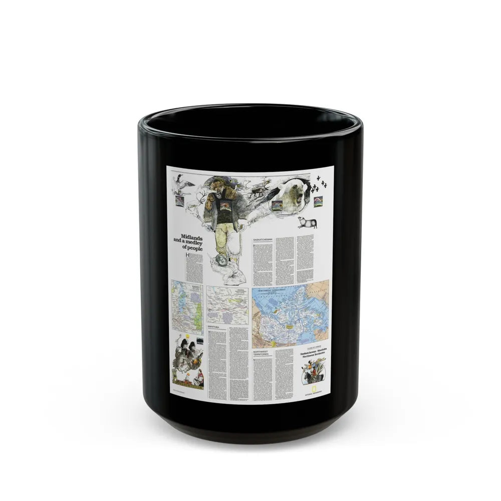 Canada - Medley of People (1979) (Map) Black Coffee Mug-15oz-Go Mug Yourself