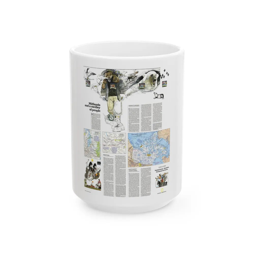 Canada - Medley of People (1979) (Map) White Coffee Mug-15oz-Go Mug Yourself