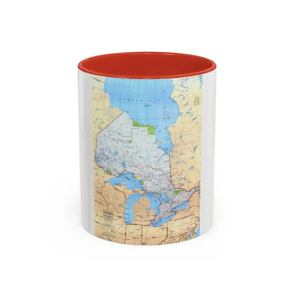 Canada - Ontario (1978) (Map) Accent Coffee Mug 11oz Red - Go Mug Yourself
