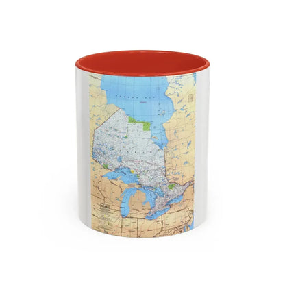 Canada - Ontario (1978) (Map) Accent Coffee Mug 11oz Red - Go Mug Yourself