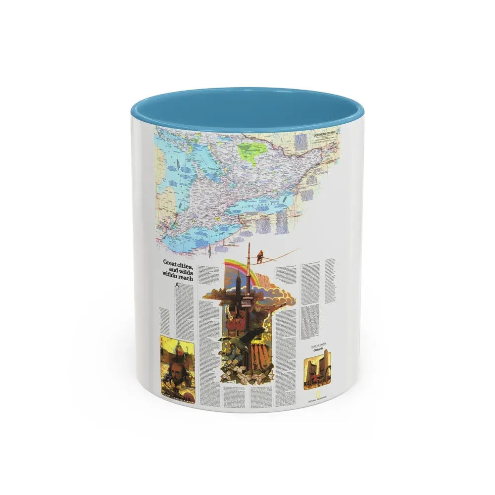 Canada - Ontario, Great Cities (1978) (Map) Accent Coffee Mug 11oz Light Blue - Go Mug Yourself