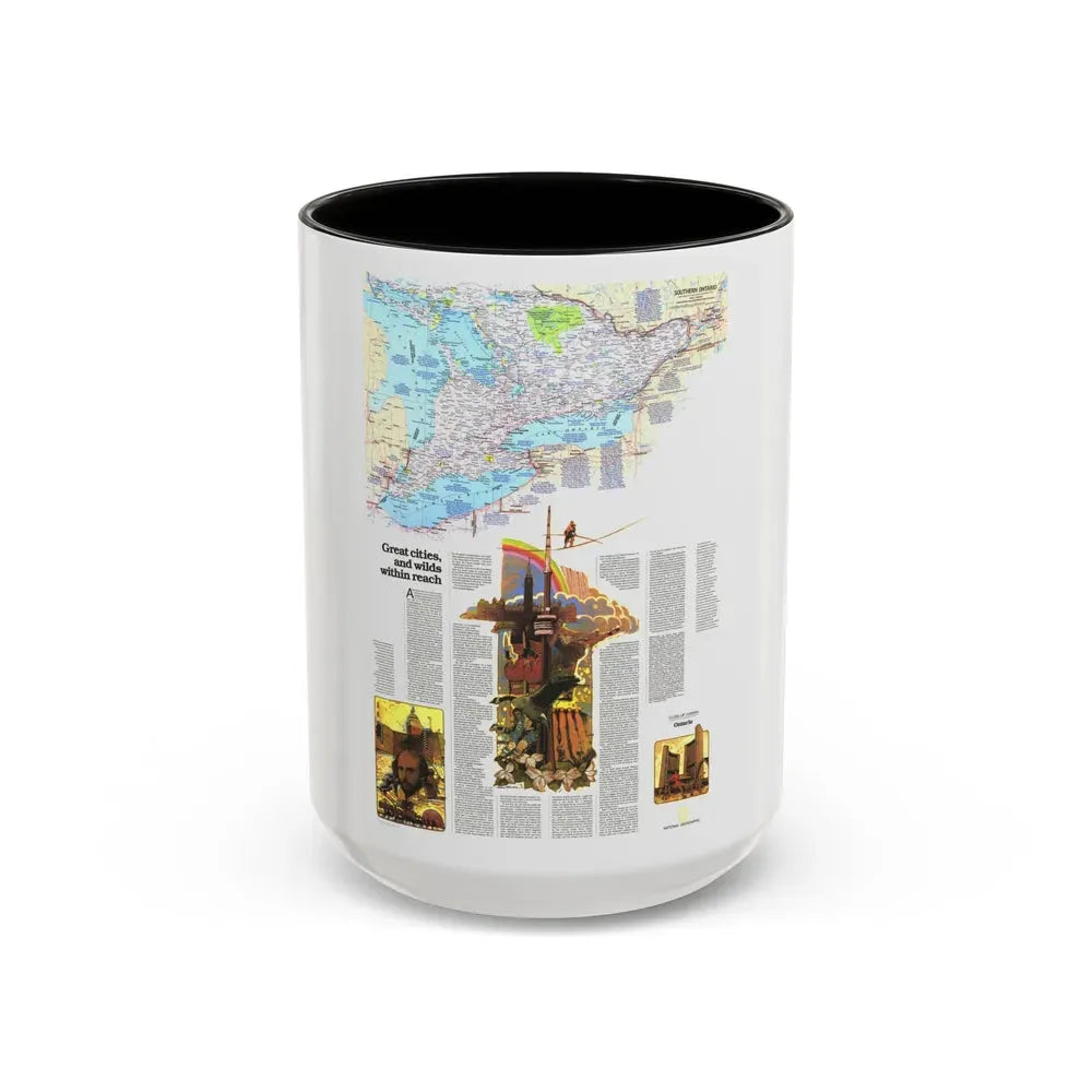 Canada - Ontario, Great Cities (1978) (Map) Accent Coffee Mug 15oz Black - Go Mug Yourself