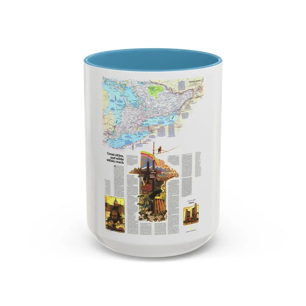 Canada - Ontario, Great Cities (1978) (Map) Accent Coffee Mug 15oz Light Blue - Go Mug Yourself