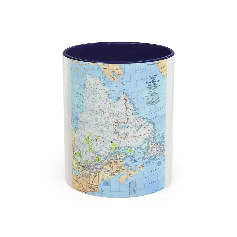 Canada - Quebec & Newfoundland (1980) (Map) Accent Coffee Mug 11oz Navy - Go Mug Yourself