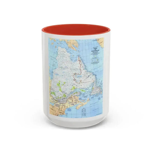 Canada - Quebec & Newfoundland (1980) (Map) Accent Coffee Mug 15oz Red - Go Mug Yourself