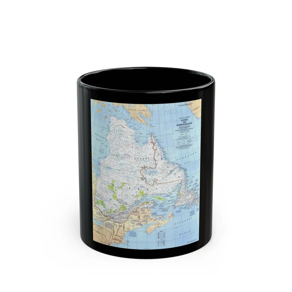 Canada - Quebec & Newfoundland (1980) (Map) Black Coffee Mug-11oz-Go Mug Yourself