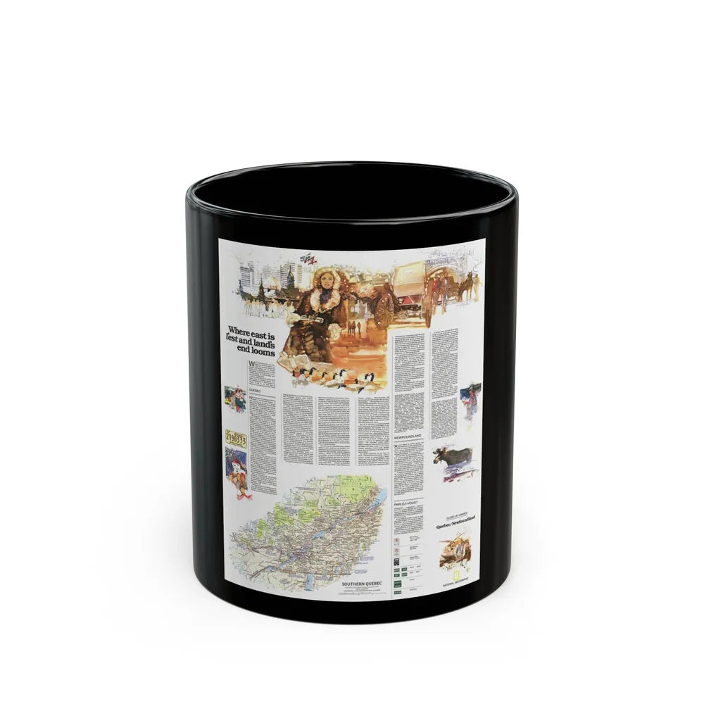 Canada - Quebec-Newfoundland (1980) (Map) Black Coffee Mug-11oz-Go Mug Yourself