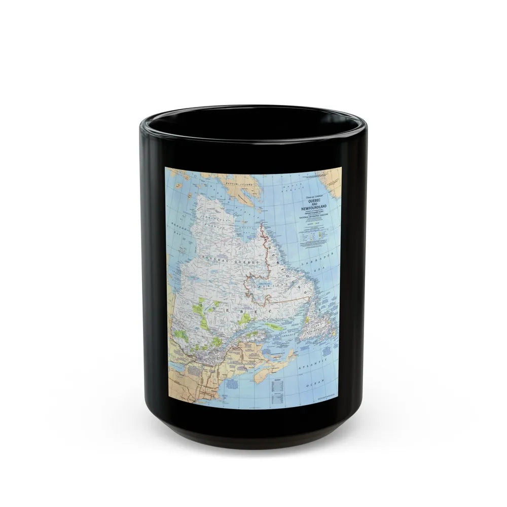 Canada - Quebec & Newfoundland (1980) (Map) Black Coffee Mug-15oz-Go Mug Yourself